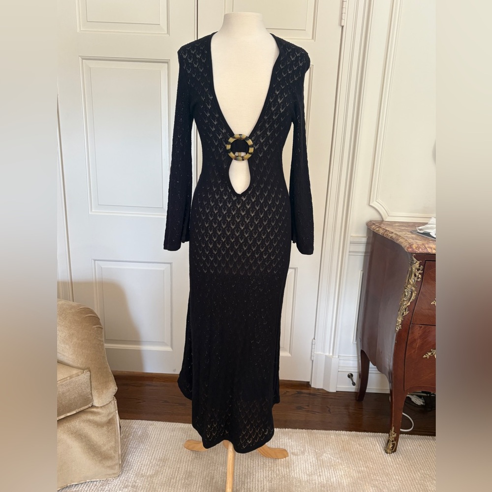 Dodo Bar Or |Long Dress Lace Crochet Coverup Black o/s